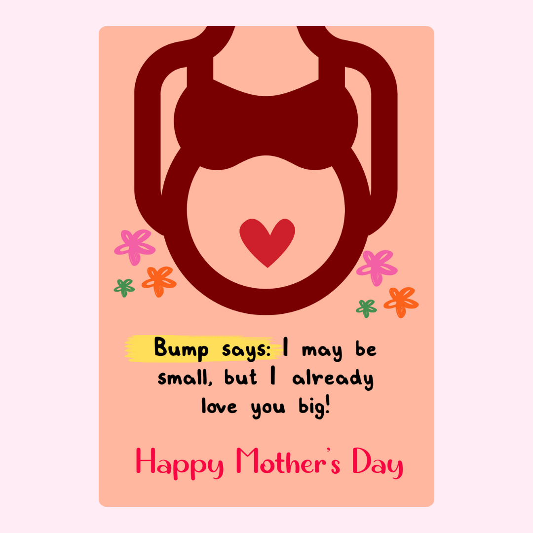 Mother's Day card with pregnant belly illustration