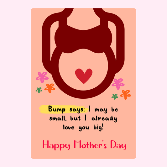 Mother's Day card with pregnant belly illustration