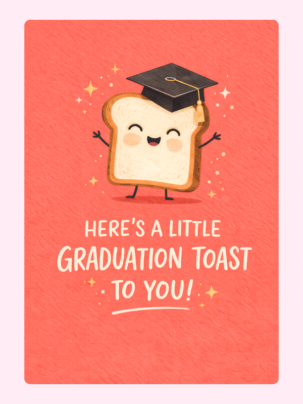 A Little Graduation Toast Cake Card letterbox cake card with freshly baked cake slices