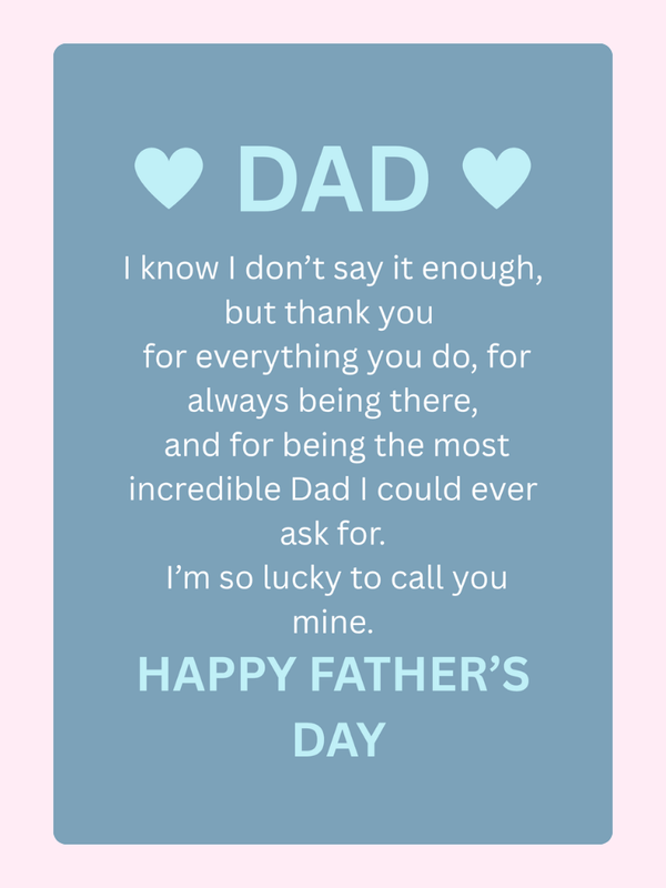 Father's Day card with a message for Dad.