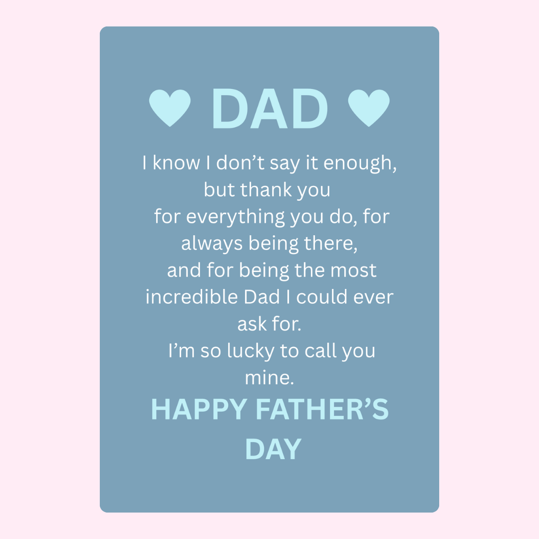Father's Day card with a message for Dad.