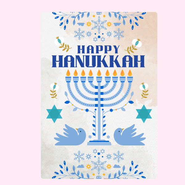 Happy Hanukkah - Menorah Birds