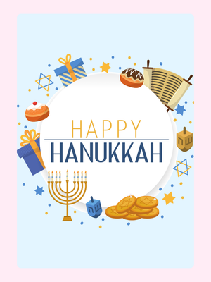 Happy Hanukkah - White Circle