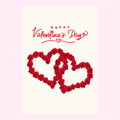 Happy Valentine's Day card with two rose hearts