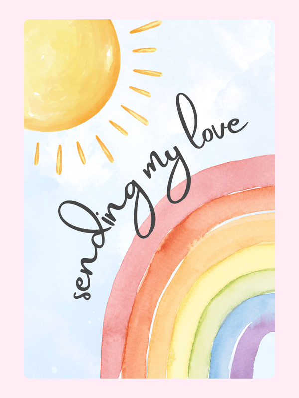 Sending my love card with rainbow and sun