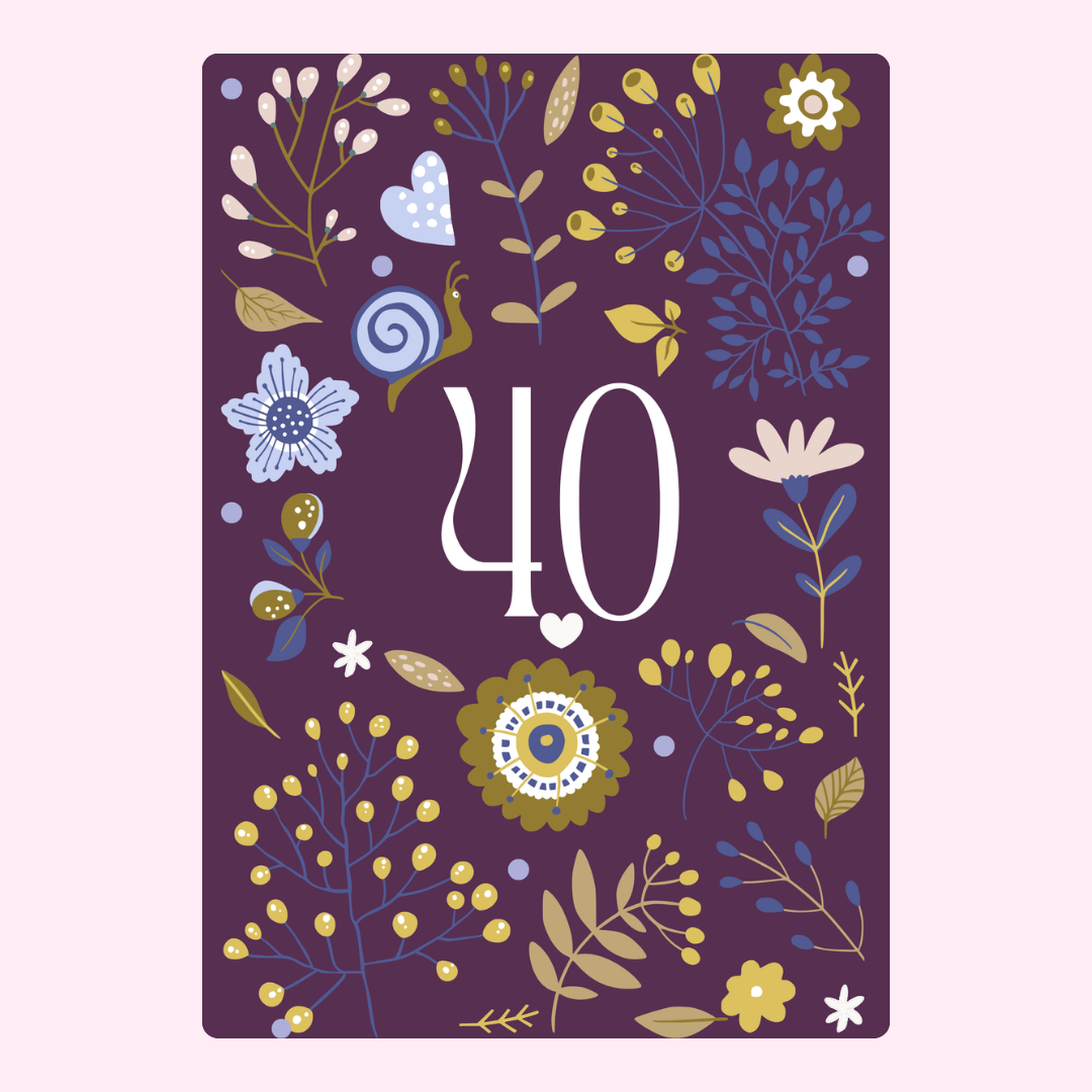 40th birthday card with floral design