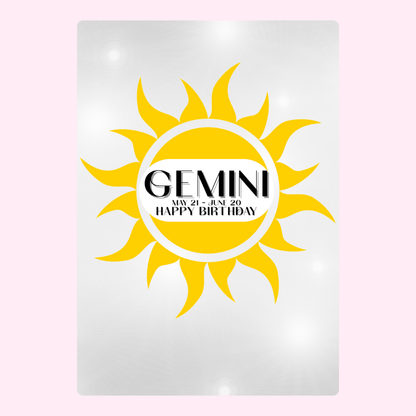 Gemini birthday card - May 21 - June 20