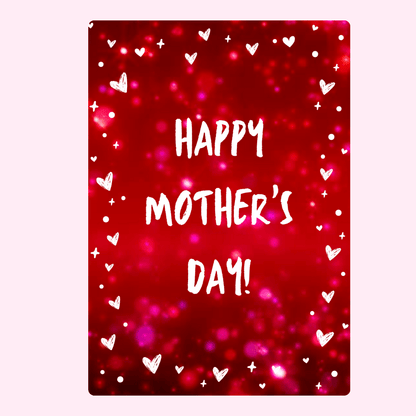 Mother's Day card with hearts and text