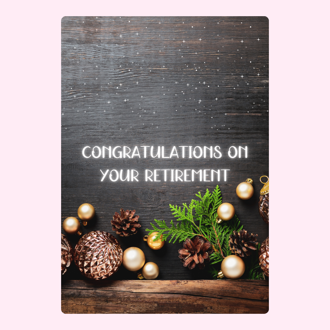 Retirement card with decorations