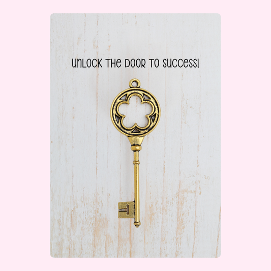 Key to success card, unlock the door to success