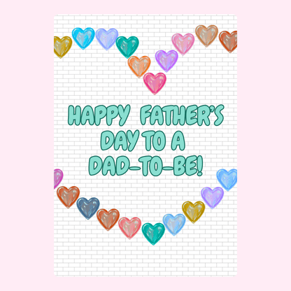Father's Day card for a Dad-to-be with heart garland.