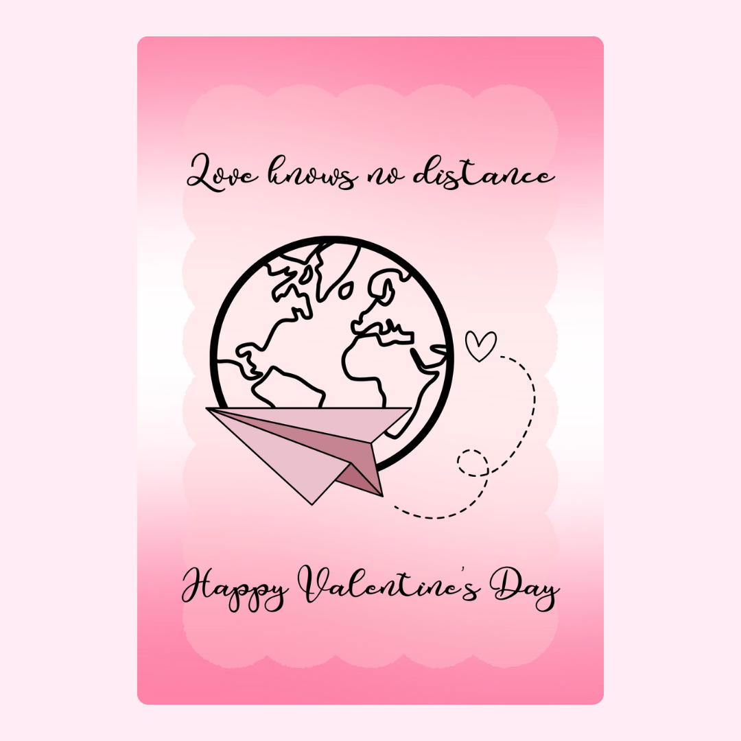 Love knows no distance, paper airplane, globe.