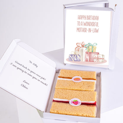 Letterbox birthday gift for mother-in-law with cake slices