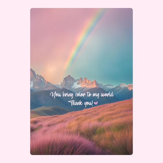 Rainbow mountains thank you card