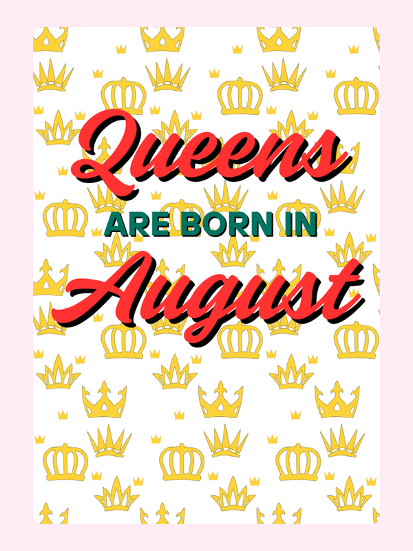 Queens Are Born In August letterbox cake card with freshly baked cake slices