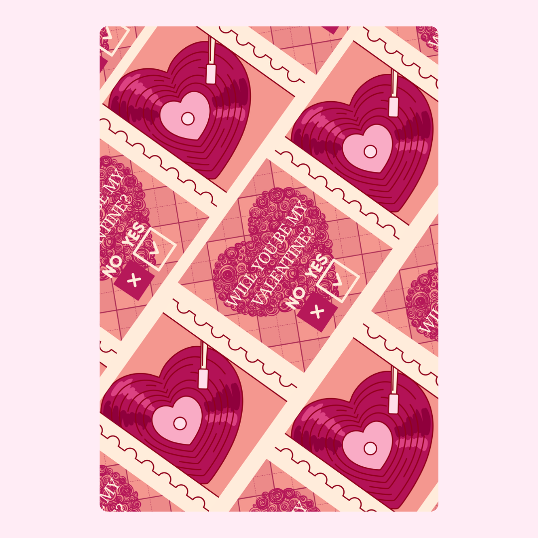 Valentine's Day heart record pattern, will you be my Valentine?