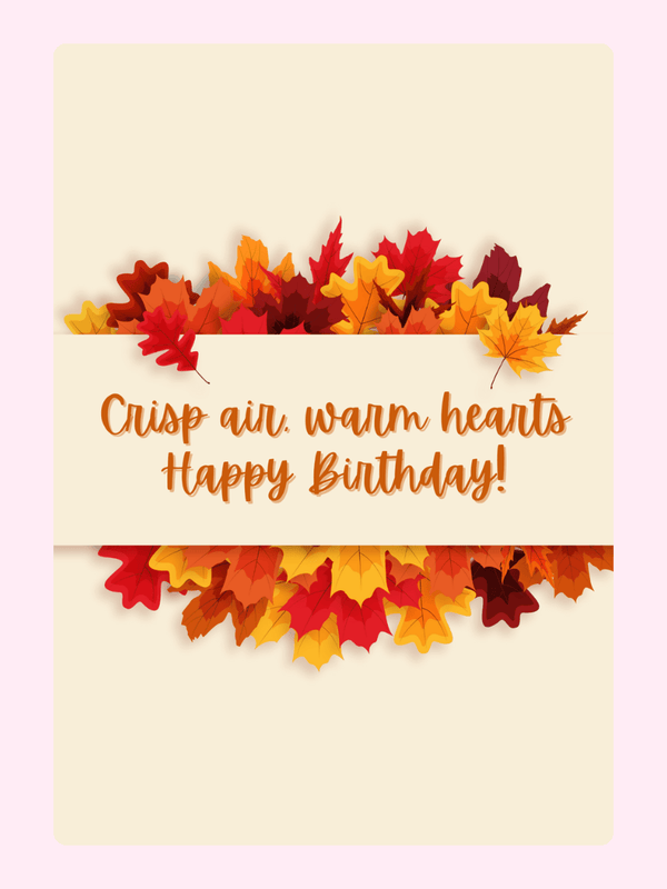 Happy Birthday card with autumn leaves
