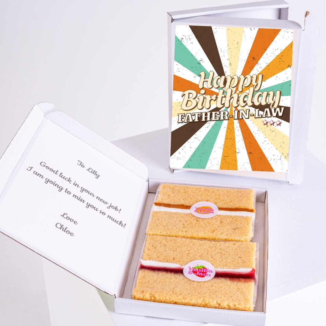 Letterbox cake gift with birthday message