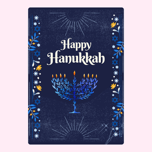 Happy Hanukkah - Blue Menorah