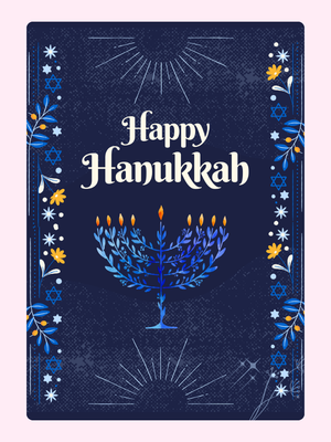 Happy Hanukkah - Blue Menorah