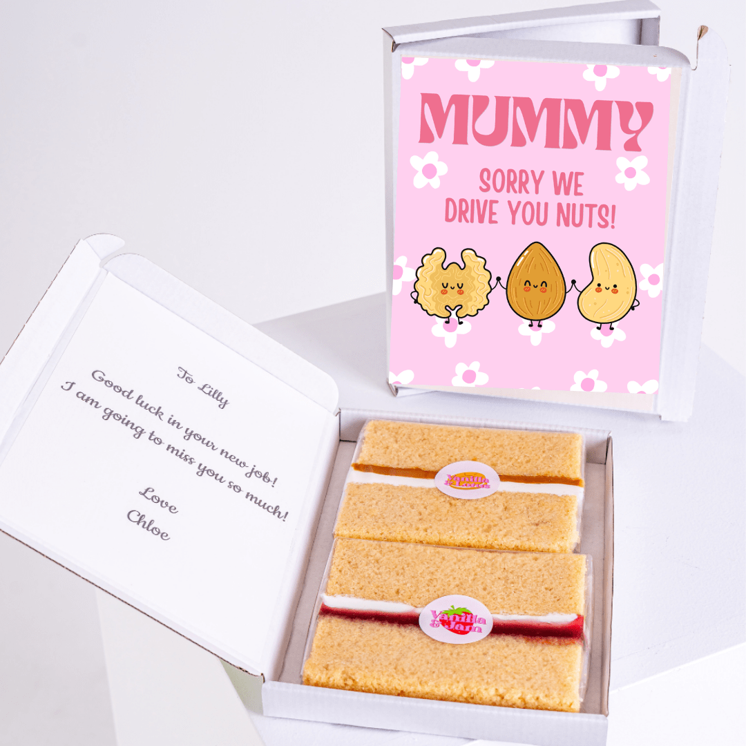 Mummy card and cake gift box, Sorry We Drive You Nuts
