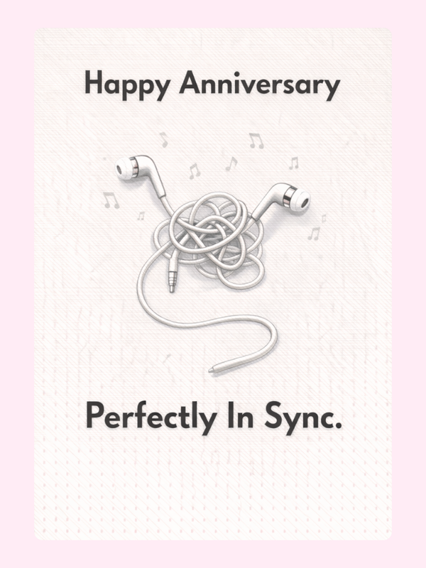 Perfectly In Sync Funny Anniversary Cake Card letterbox cake card with freshly baked cake slices