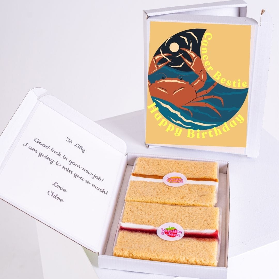 Birthday cake gift for Lilly with Cancer Bestie card