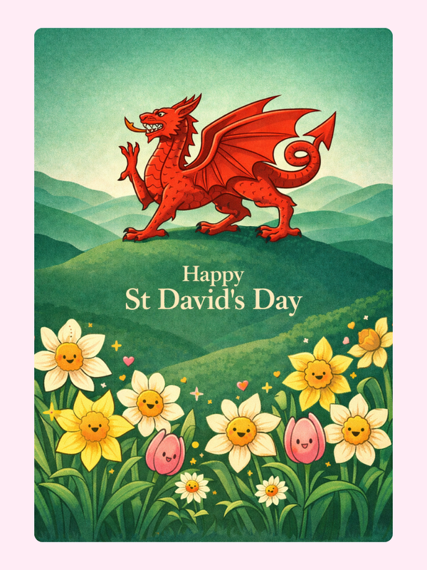 Welsh Dragon St David's Day Cake Card