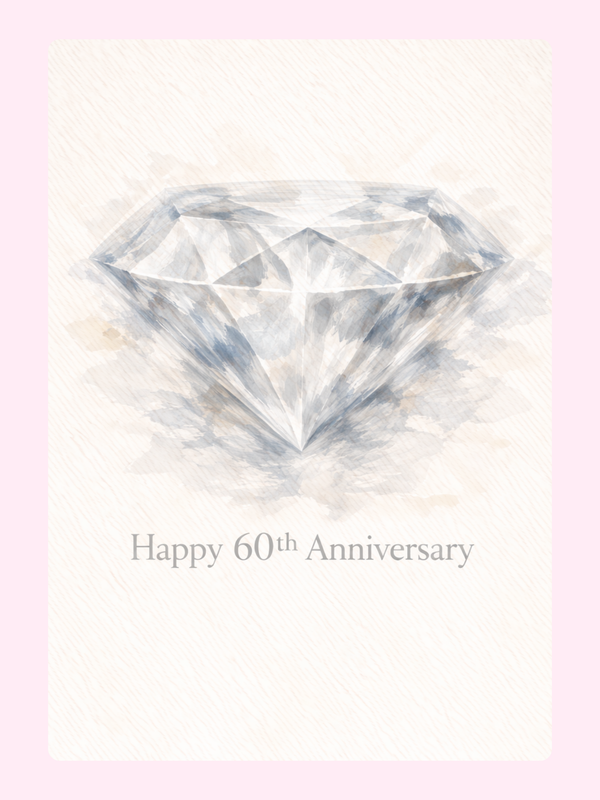 Diamond 60th Anniversary Cake Card letterbox cake card with freshly baked cake slices
