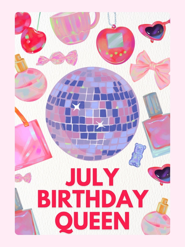 July Birthday Queen Cake Card