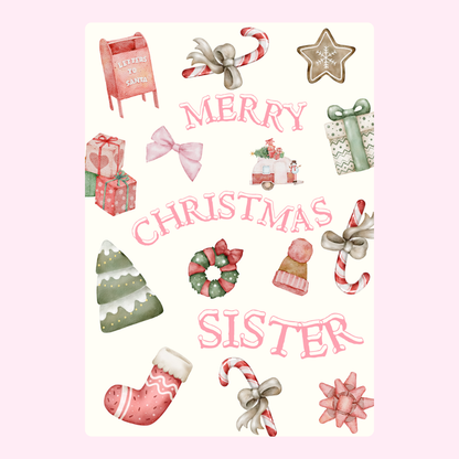 Merry Christmas Sister sticker sheet