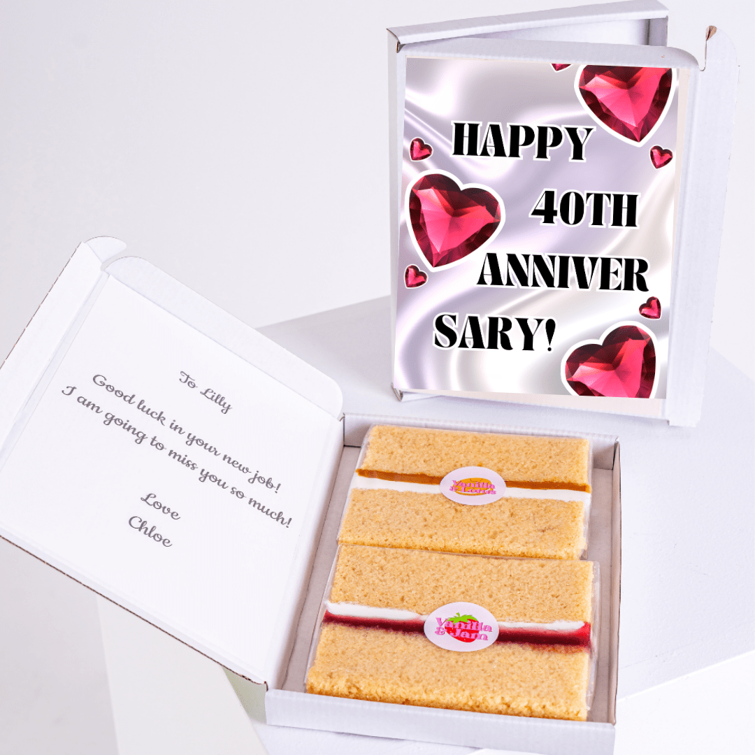 40th Anniversary cake gift box with message
