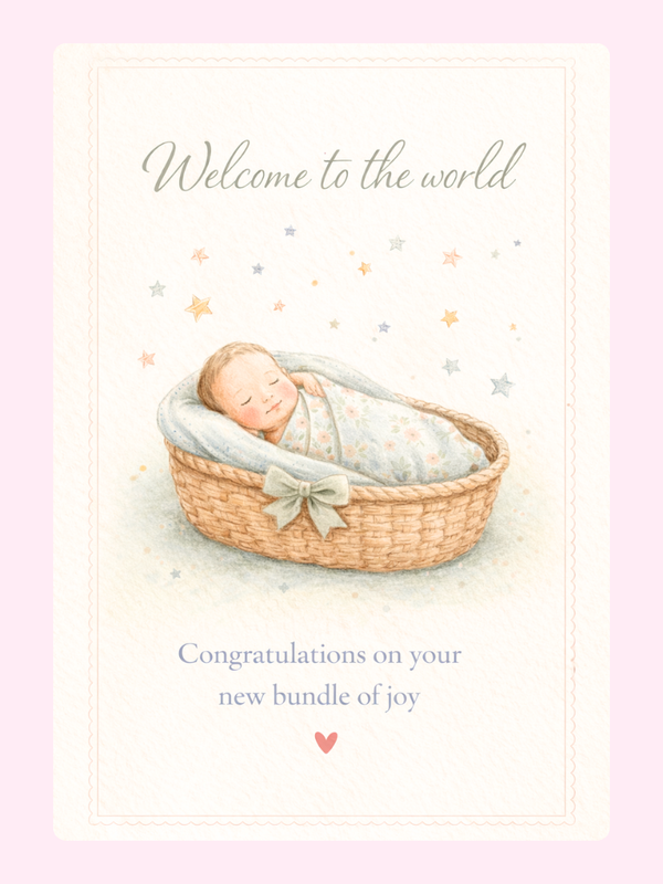 Welcome To The World New Baby Cake Card letterbox cake card with freshly baked cake slices