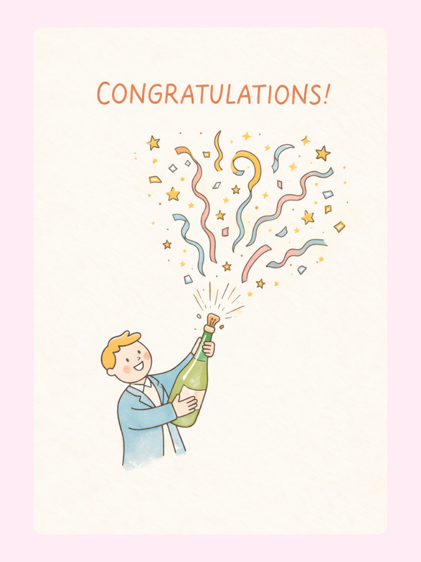Champagne Celebration Congratulations Cake Card