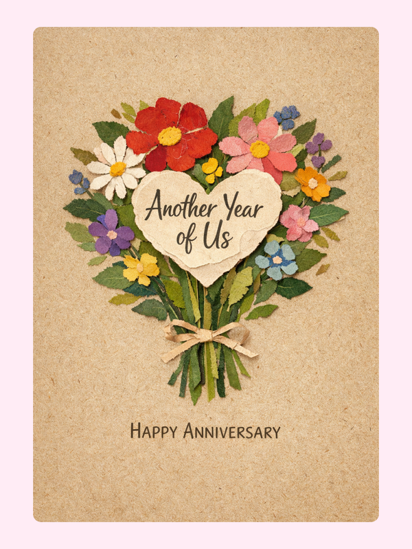 Another Year Of Us Bouquet Anniversary Cake Card, for a partner