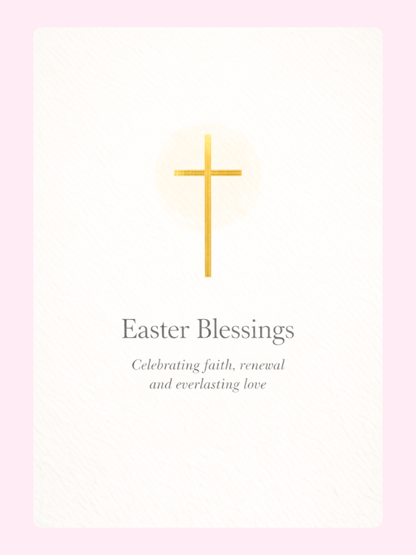 Easter Blessings Golden Cross Cake Card