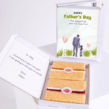 Father's Day gift box with card and cake