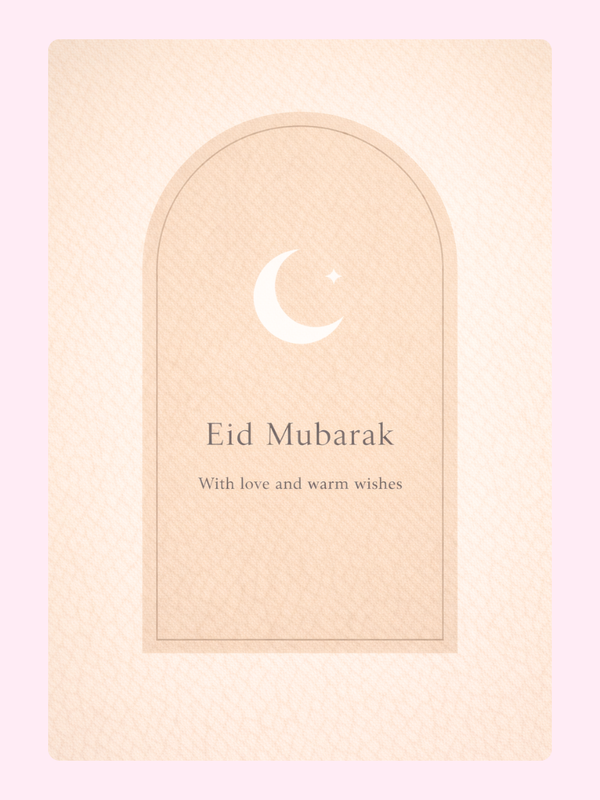 Eid Mubarak Blush Crescent Cake Card