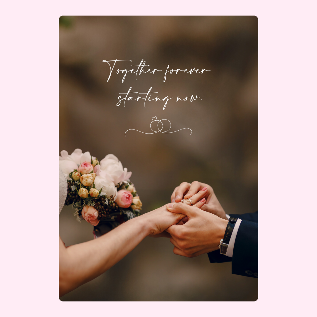 Wedding ring exchange, together forever.