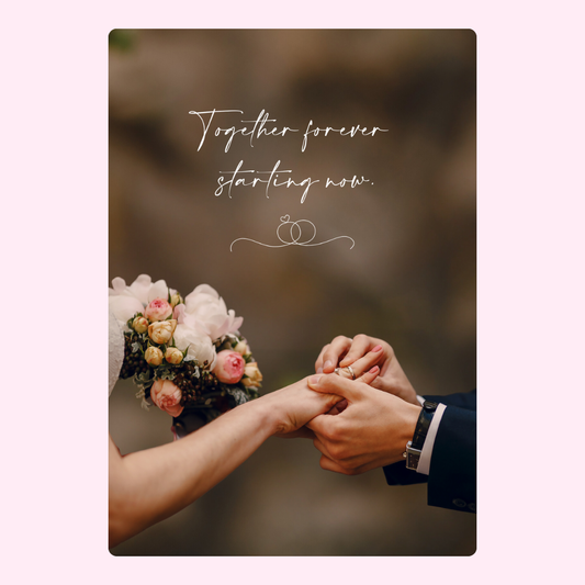 Wedding ring exchange, together forever.