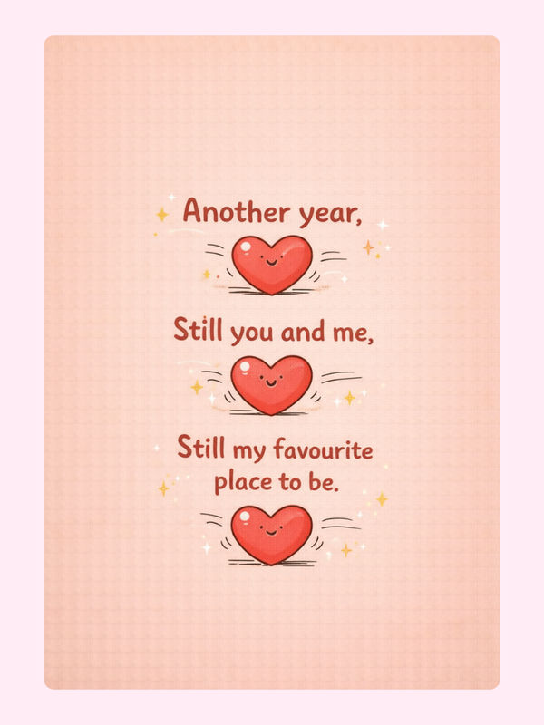 Still My Favourite Place To Be Anniversary Poem Cake Card