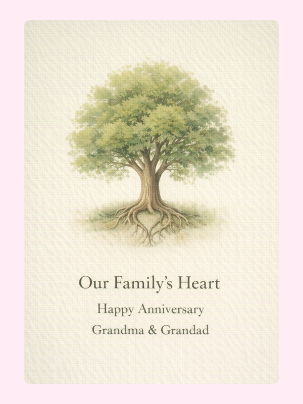 Our Family's Heart Grandparents Anniversary Cake Card