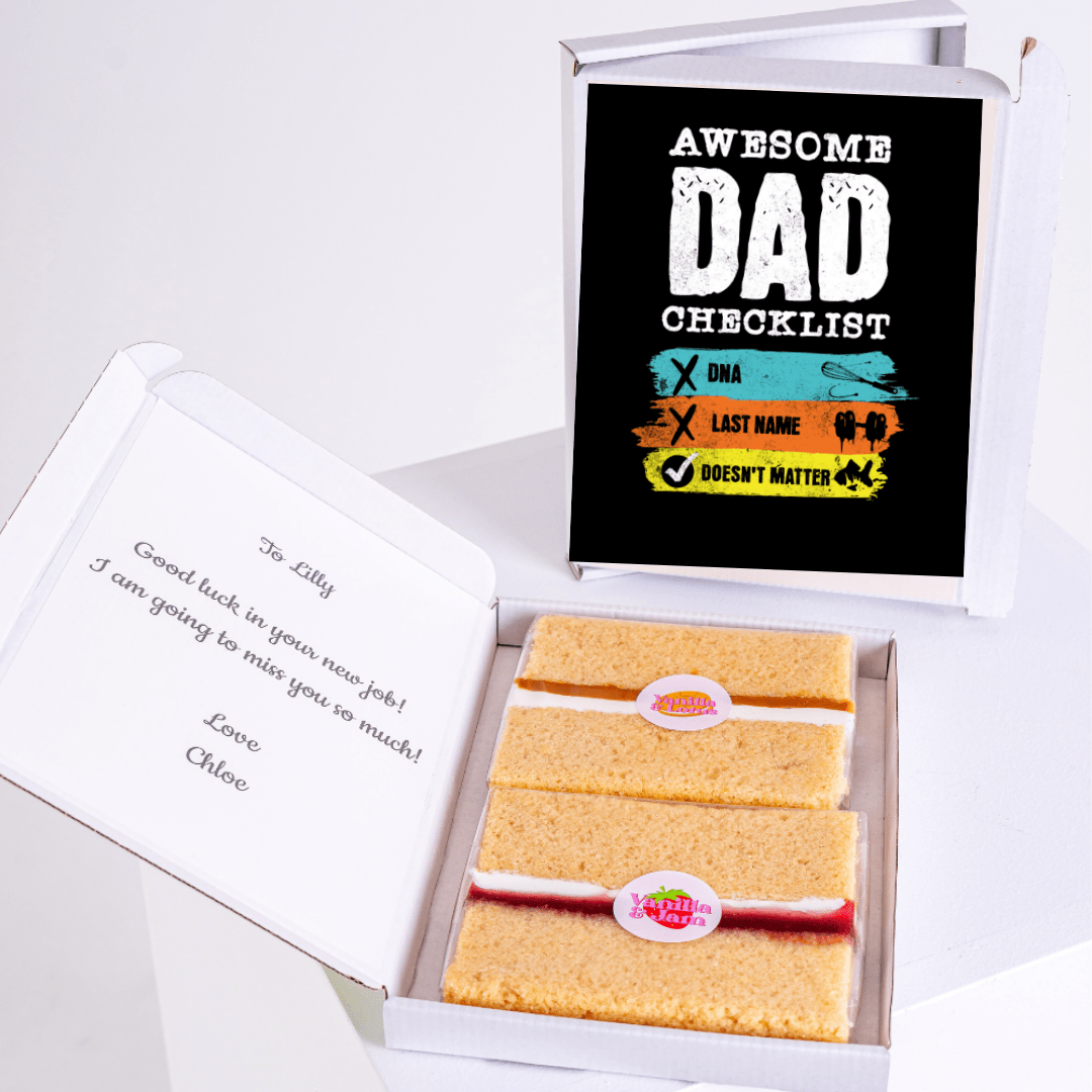 Awesome Dad Checklist cake box gift for Lilly