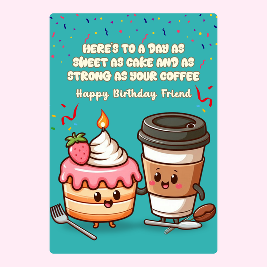 Happy Birthday card with cake and coffee, 14_06f99fe5