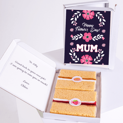 Father's Day gift for Mum with message and cake.