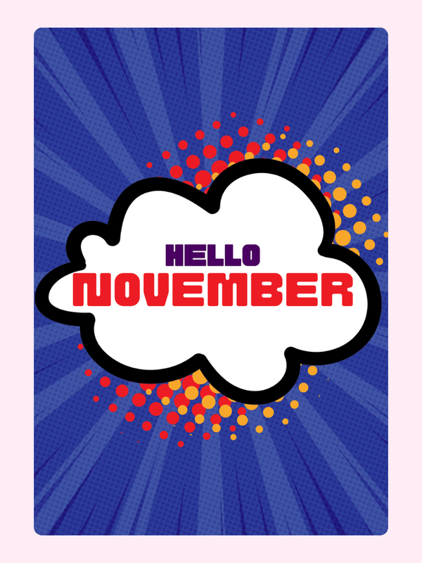 Hello November comic style card (14)