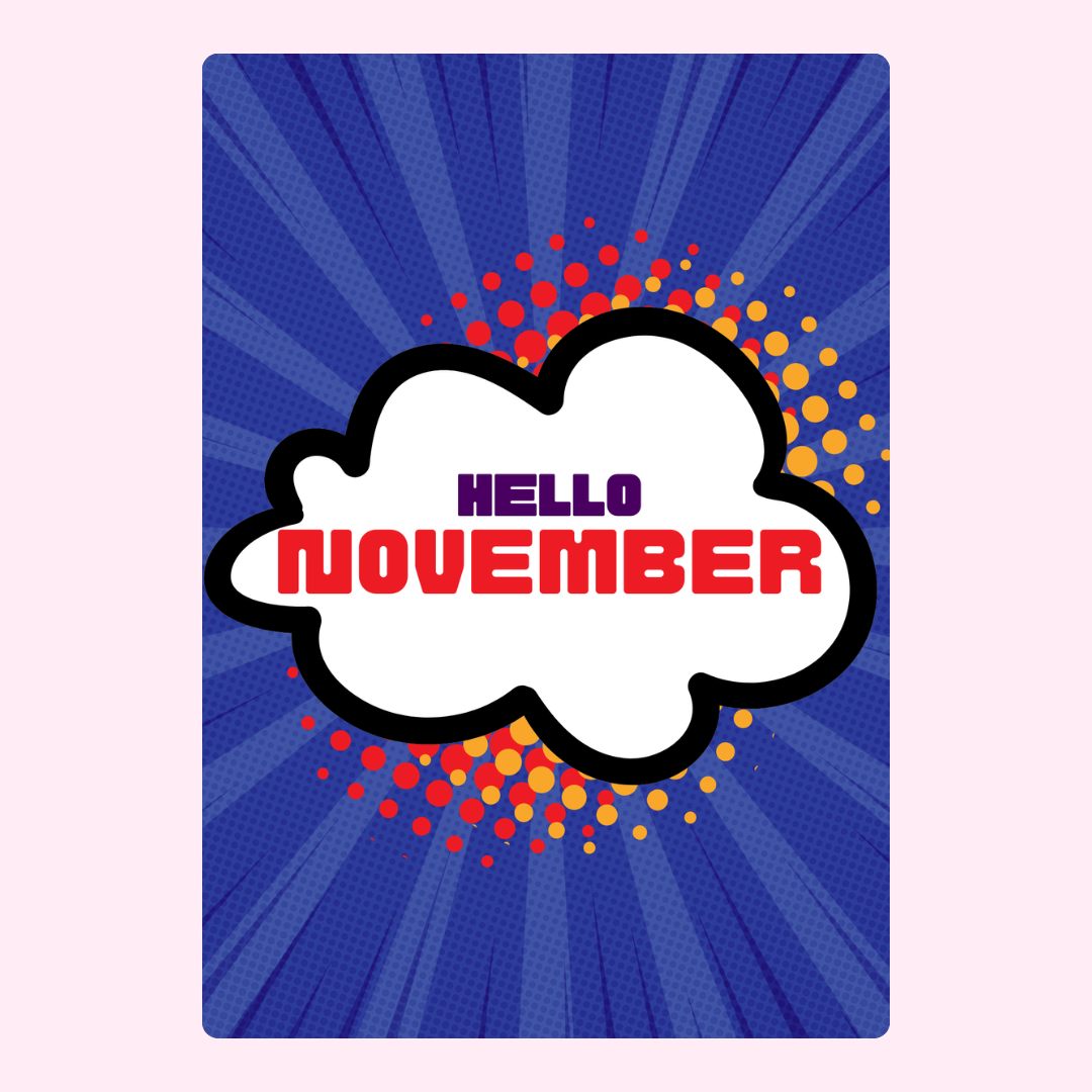 Hello November comic style card (14)