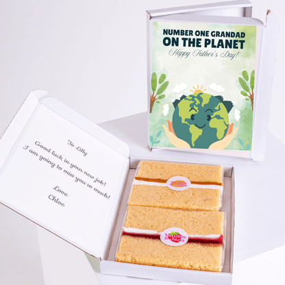 Father's Day gift box with cake and Grandad message.