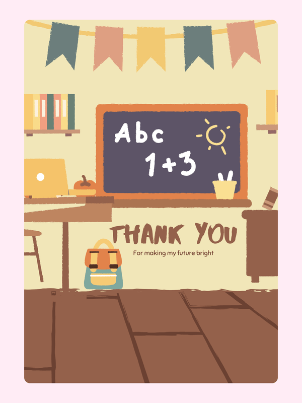 School classroom thank you card