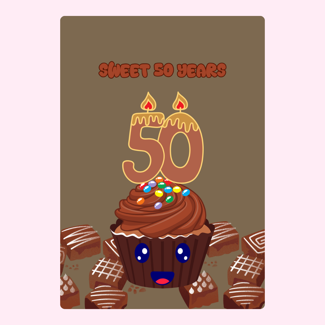 50th birthday cupcake card